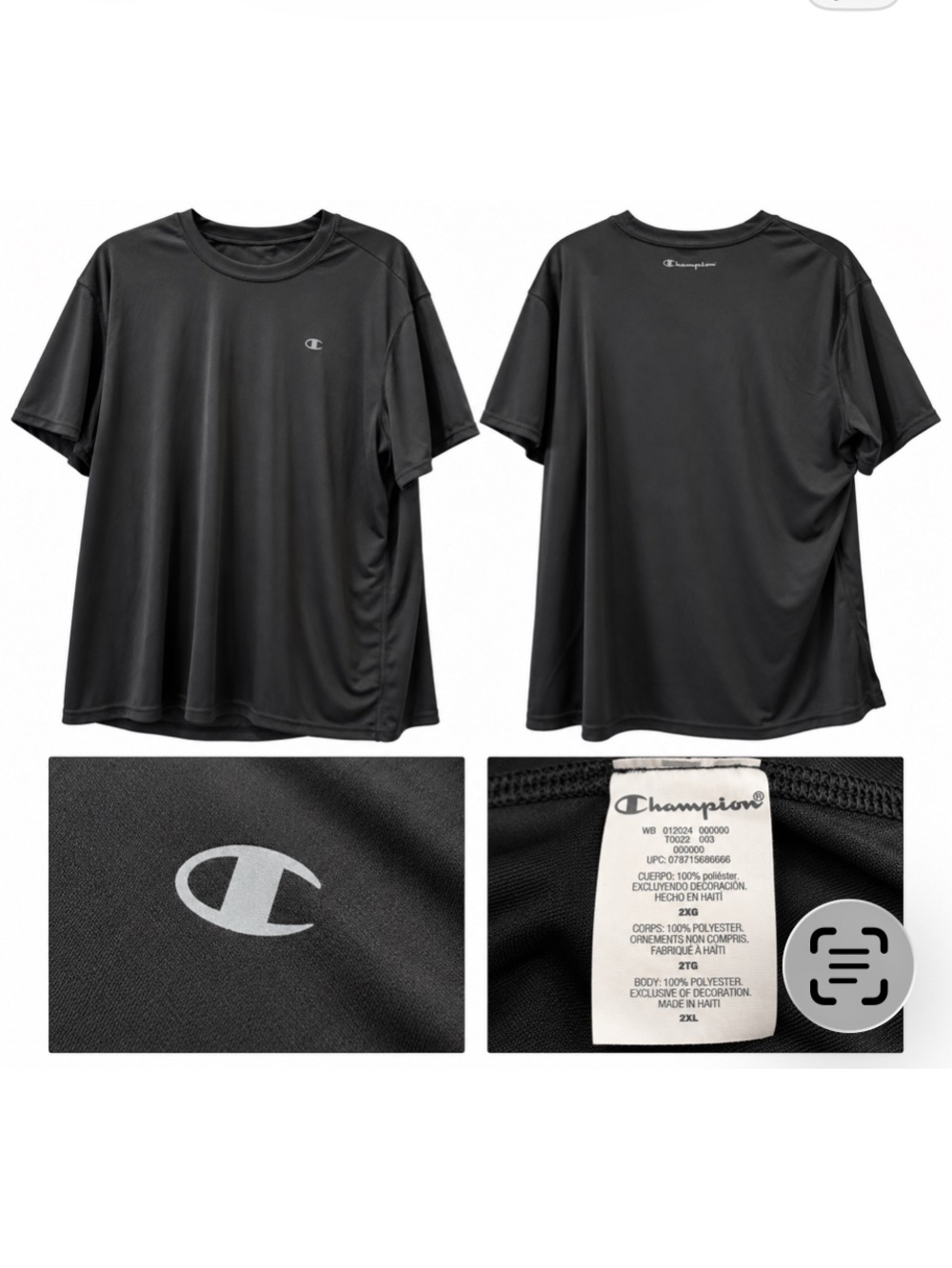 Champion Black Men’s Performance T-Shirt 2XL